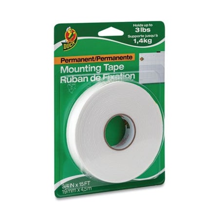Shurtech Brands Duck, Permanent Foam Mounting Tape, 3/4in X 15ft, White HU156